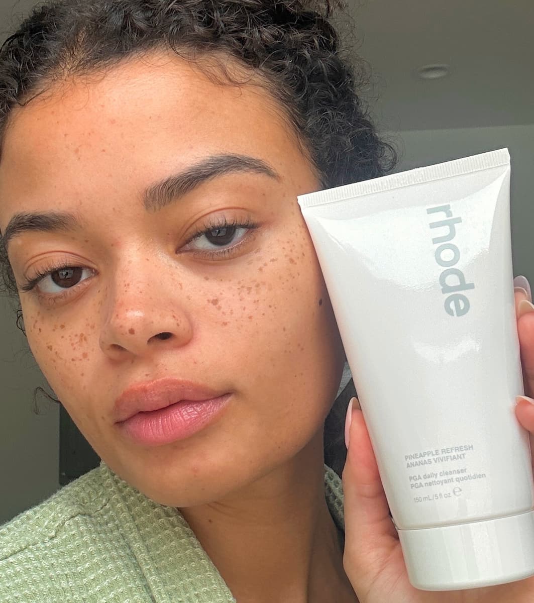Creator Ava Welsington with balanced, hydrated skin after cleansing with Pineapple Refresh