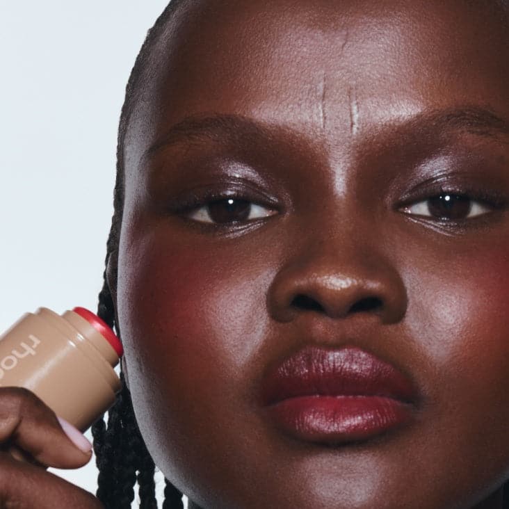 monica wears pocket blush in candy apple