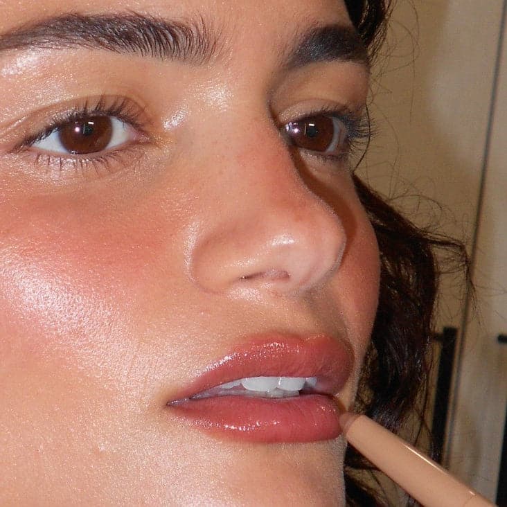 vie wears pocket blush in toasted teddy, peptide lip shape in lean, peptide lip tint in pbj