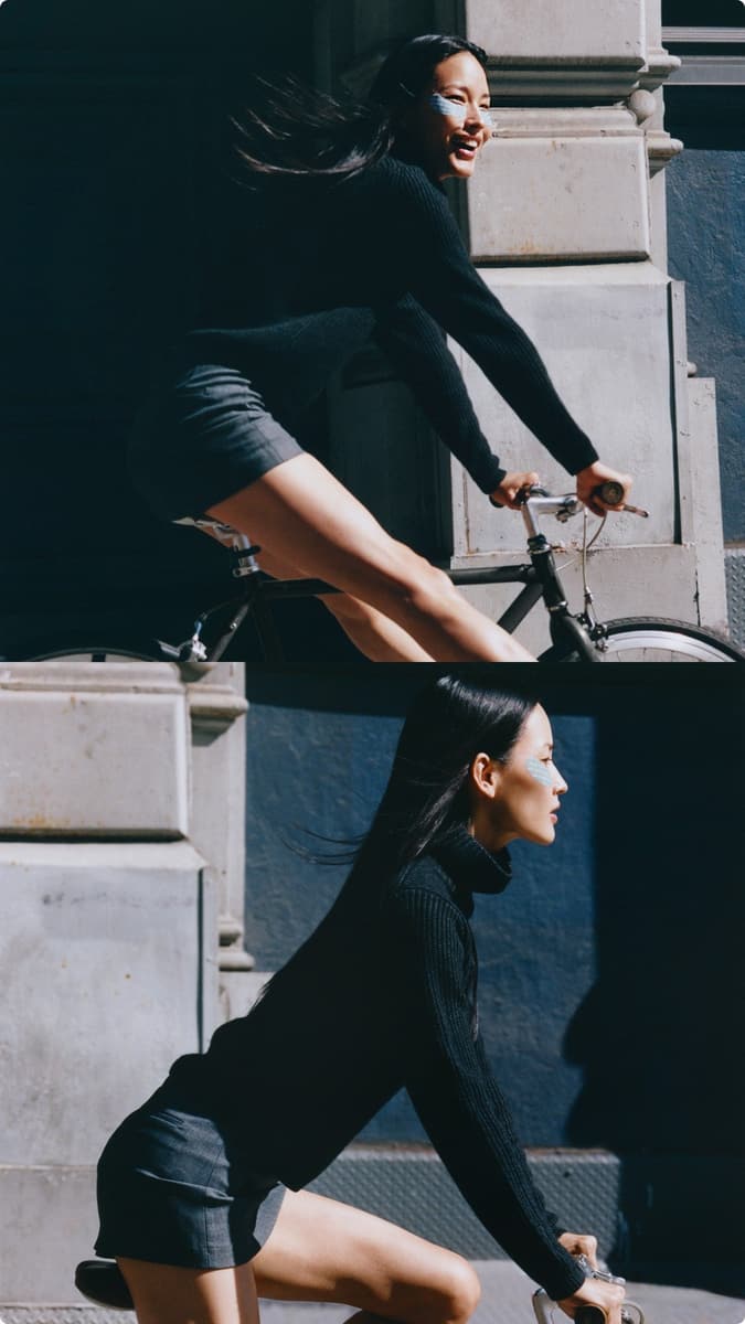 model wearing rhode peptide eye prep