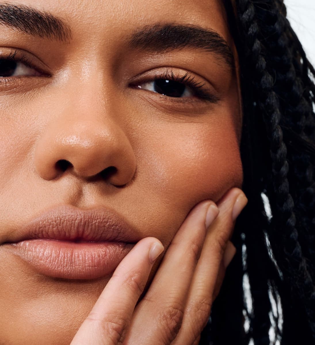model wearing peptide lip shape in twist