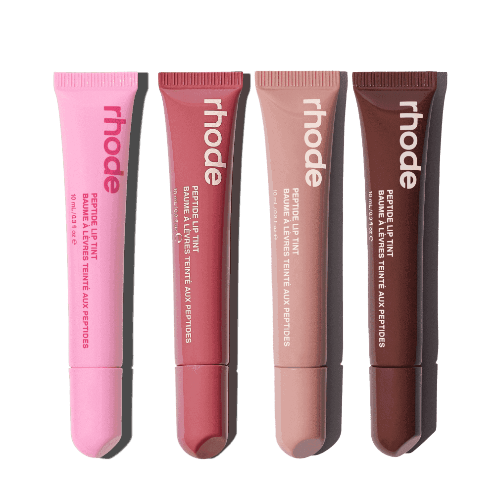 peptide lip tint jelly bean, salty tan, toast, espresso