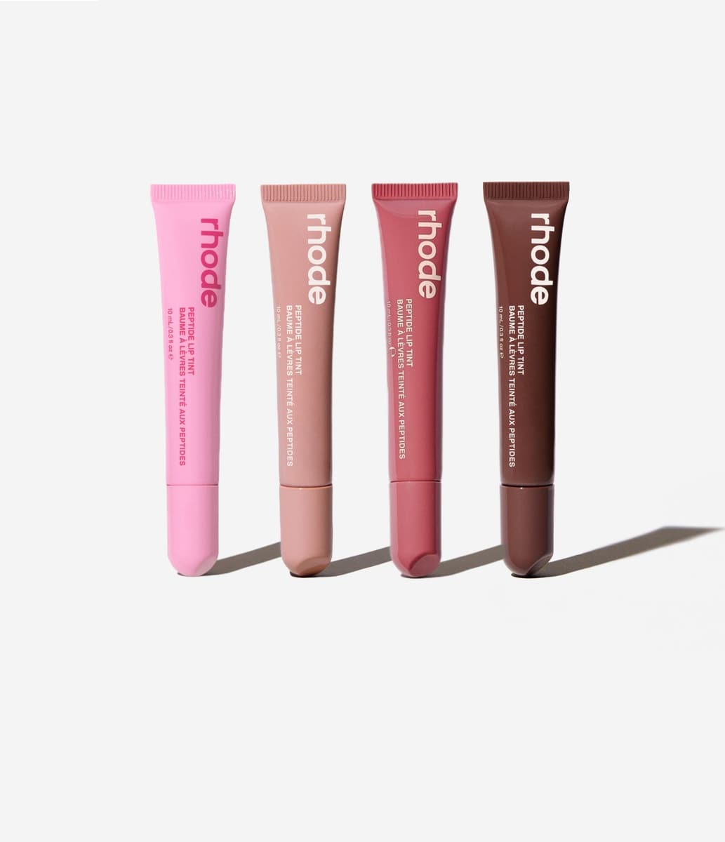 peptide lip tint jelly bean, toast, salty tan, espresso
